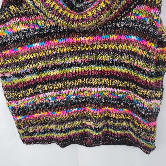 ANTHROPOLOGIE Womens M/L Piera Multicolor Knit Turtleneck Poncho Sweater - Picture 4 of 12